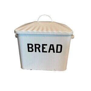 Bread Box Vintage Style White Enamel Farmhouse